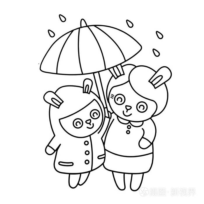 可爱的卡通兔子白色背景的儿童版画t恤彩色书有趣和友好的性格的孩子