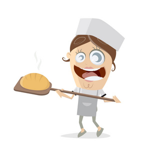 女面包师卡通插图照片