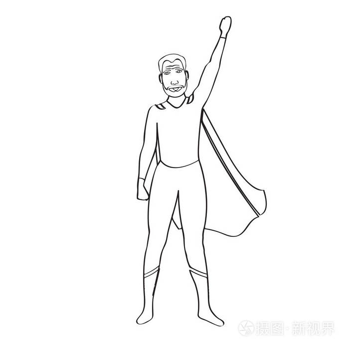 男超人卡通人物素描