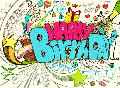 生日贺卡涂鸦绘图图片-生日贺卡涂鸦绘图素材-生日贺卡涂鸦绘图插画