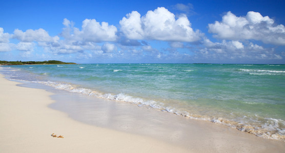 纯净的白色沙滩的海岛的吉列尔莫岛.大西洋照片