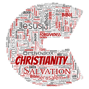 概念基督教, 耶稣, 圣经, 遗嘱信字体 C 红色词云彩