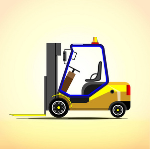 仓库物品表格装卸重型物品用黄色叉车仓库照片