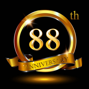 数字周年标志标志设计88年周年与白色和金色的数字黑色背景阴影照片