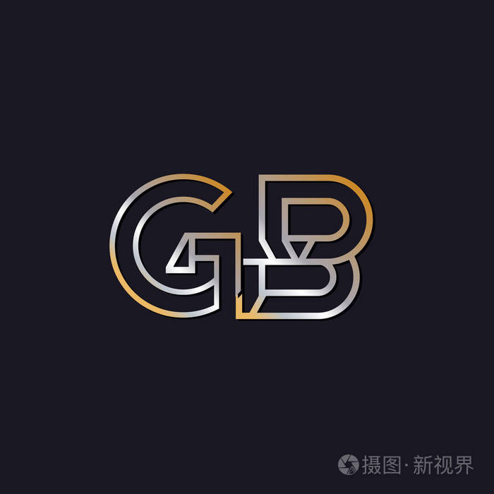 黑色背景上的初始字母 gb 徽标