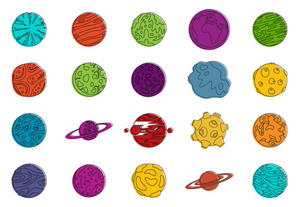 行星图标集, 颜色轮廓样式