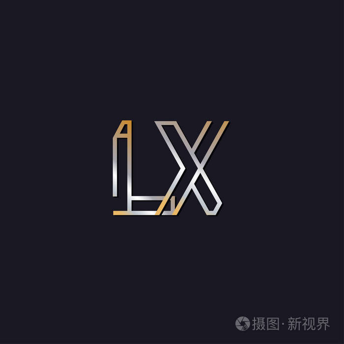 黑色背景上的初始字母lx徽标