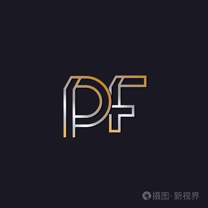 黑色背景上的初始字母pf徽标