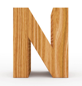 字母 N 3d 木隔离在白色