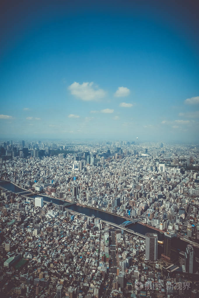 日本东京城市天际线鸟瞰图