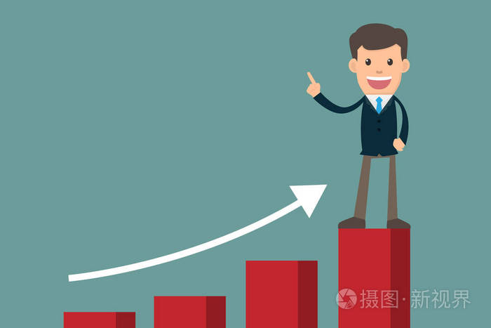 商人成功站在图上展望未来卡通ch