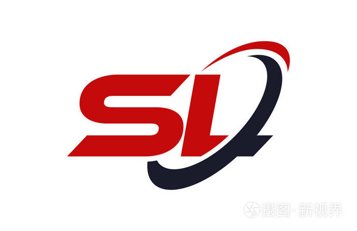 sl徽标旋风椭圆红色字母矢量概念