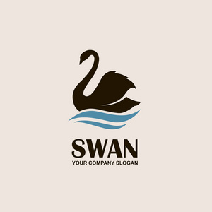 黑天鹅标志被隔离在白色背景为您的网站, 美孚天鹅图标设计模板.