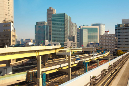 高架高速公路和城市天际线, 东京, 关东地区, 日本本州