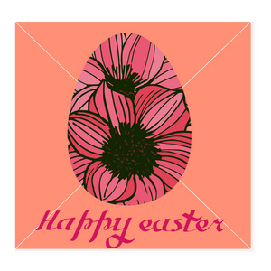 复活节向量插图与鸡蛋, 玫瑰花。优秀的明信片, 海报, 贴纸等设计