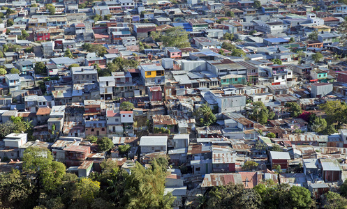 哥斯达黎加的一个贫穷的圣何塞邻里鸟瞰图
