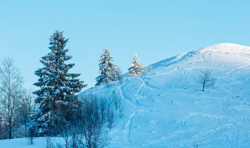 冬晨山雪景图片