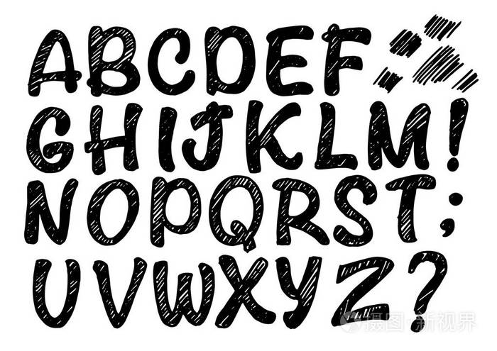 矢量手工罗马字母表