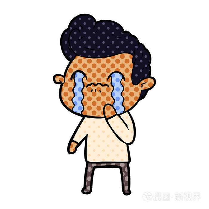 卡通人物哭泣的媒介例证