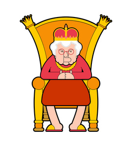 女王宝座上.老太太老大皇家椅.矢量插图照片