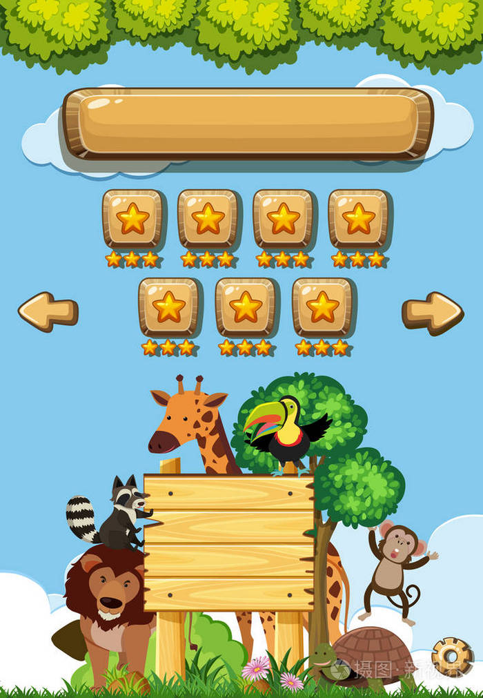 森林野生动物的游戏背景模板