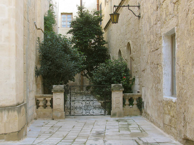 安静的旧街在姆迪纳的城市。马耳他