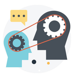 头脑风暴过程创造性的头脑风暴过程.平面图标照片