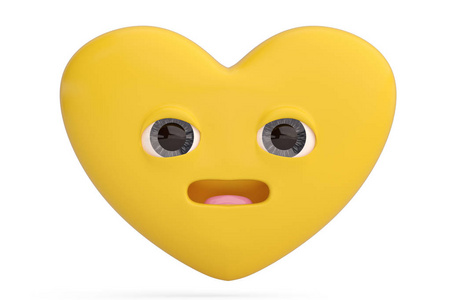 惊讶的心脏图释与心脏 emoji 表情. 3 d 例证