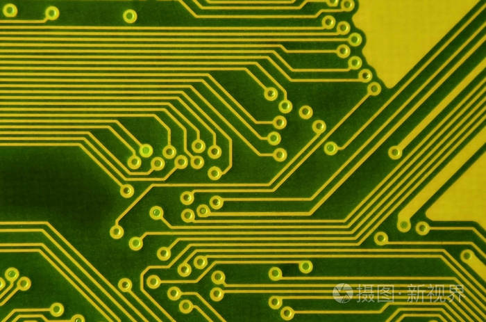 关闭彩色微电路板.抽象技术背景.详细的计算机机制