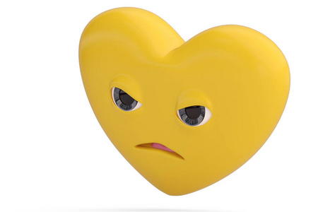 愤怒的脸心表情与心脏 emoji 表情. 3 d 例证