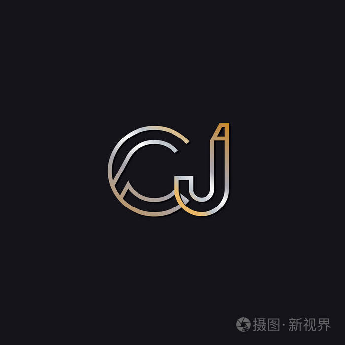 在黑暗背景下的cj初始字母徽标