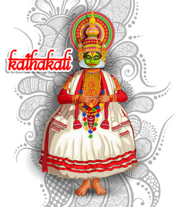 印第安 kathakali 舞蹈形式的例证