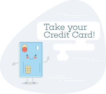 把你的信用卡概念线艺术风格