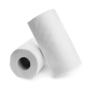 白色背景的纸巾卷