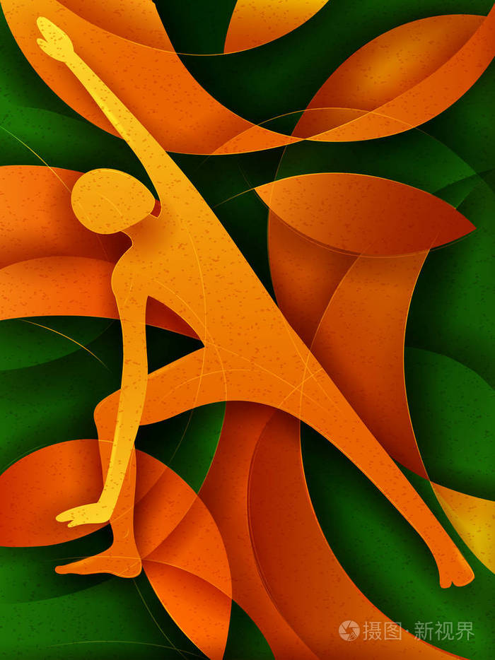 抽象立体 backhround 练习瑜伽的人们插画-正版商用图片044vk7-摄图新