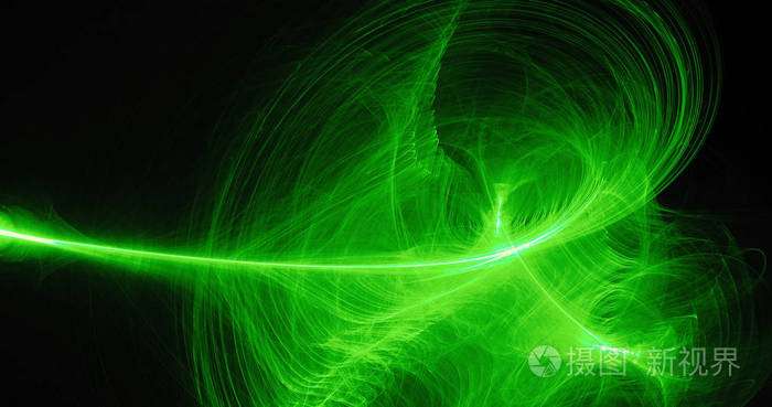 绿色的抽象线条曲线粒子背景