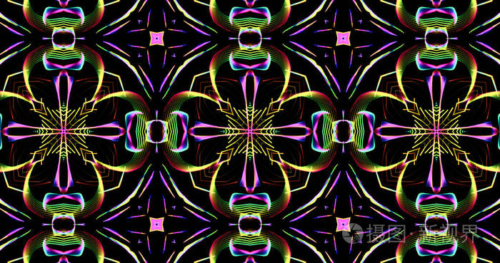 色彩鲜艳的深色背景上的千变万化图案