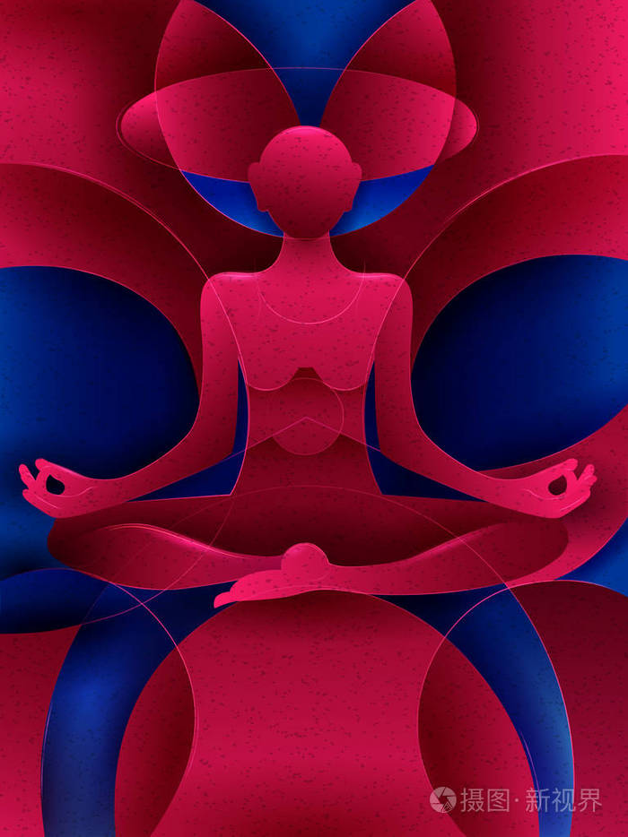 抽象立体 backhround 练习瑜伽的人们