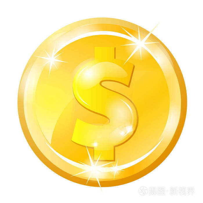 美元符号的金币孤立在白色背景上的矢量图