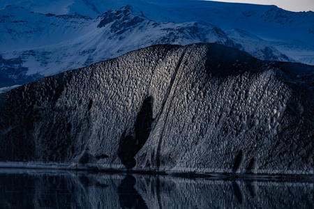 Vatnajokull 泻湖黑色冰山与反射