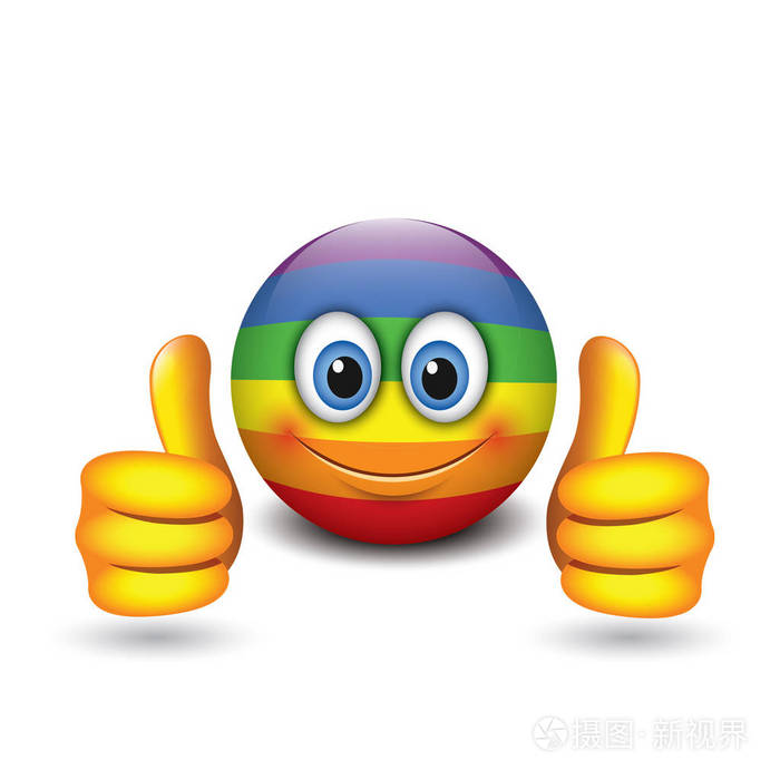 可爱的表情竖起大拇指emoji表情矢量插图
