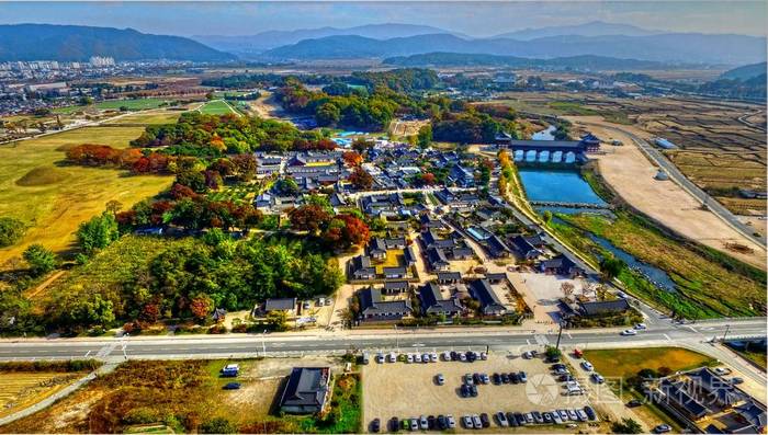 gyochon 传统村秋季在庆州,韩国,亚洲