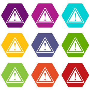 警告注意标志与感叹号图标设置颜色六面体