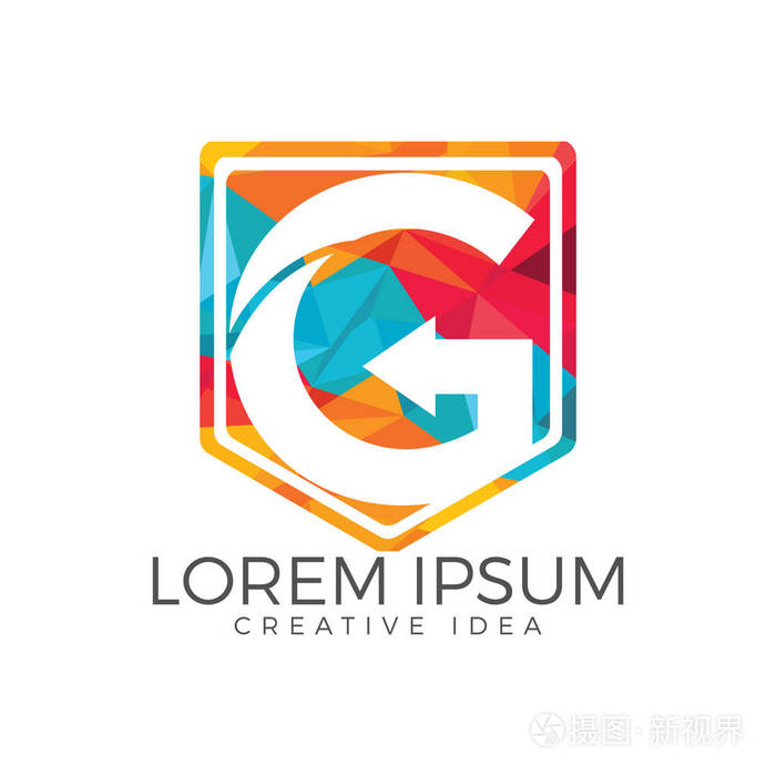 字母g 箭头图标徽标设计模板