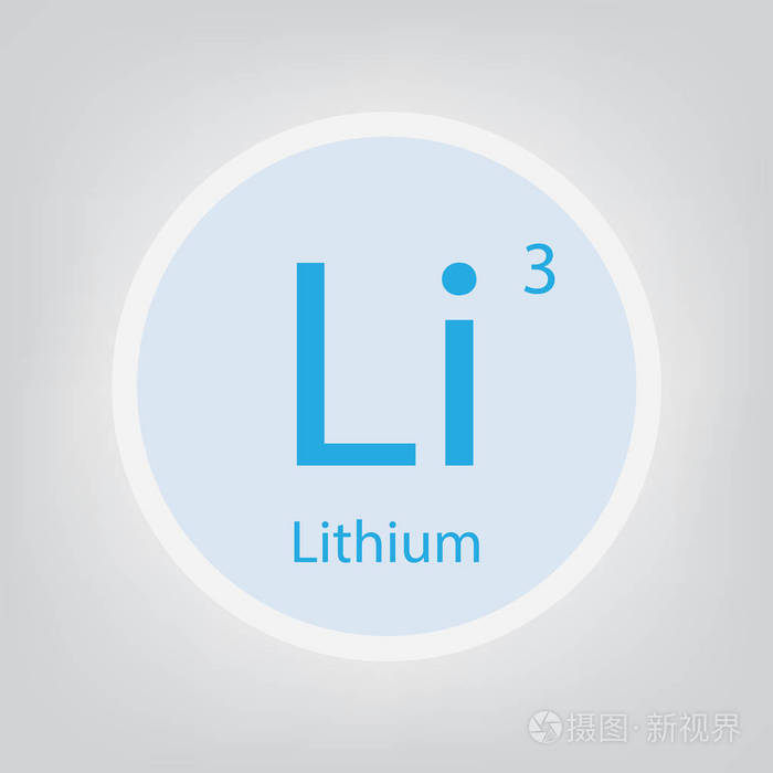 锂化学元素图标矢量插图