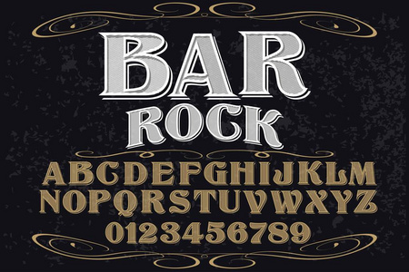 老式字体手工制作的矢量命名酒吧摇滚