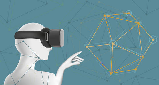 具有几何图的抽象虚拟现实概念照片