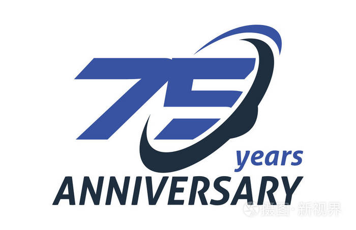 75周年旋风椭圆设计矢量徽标模板