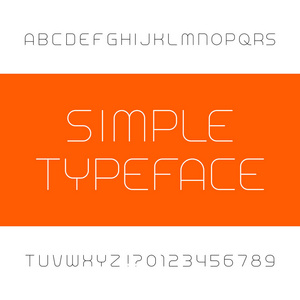 简单的字母字体。以大纲样式键入字母和数字。用于页眉或任何版式设计的股票矢量字体