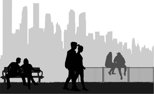 人物剪影, 城市背景照片